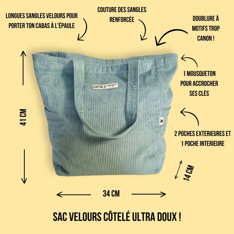 Le sac en velours vert amande