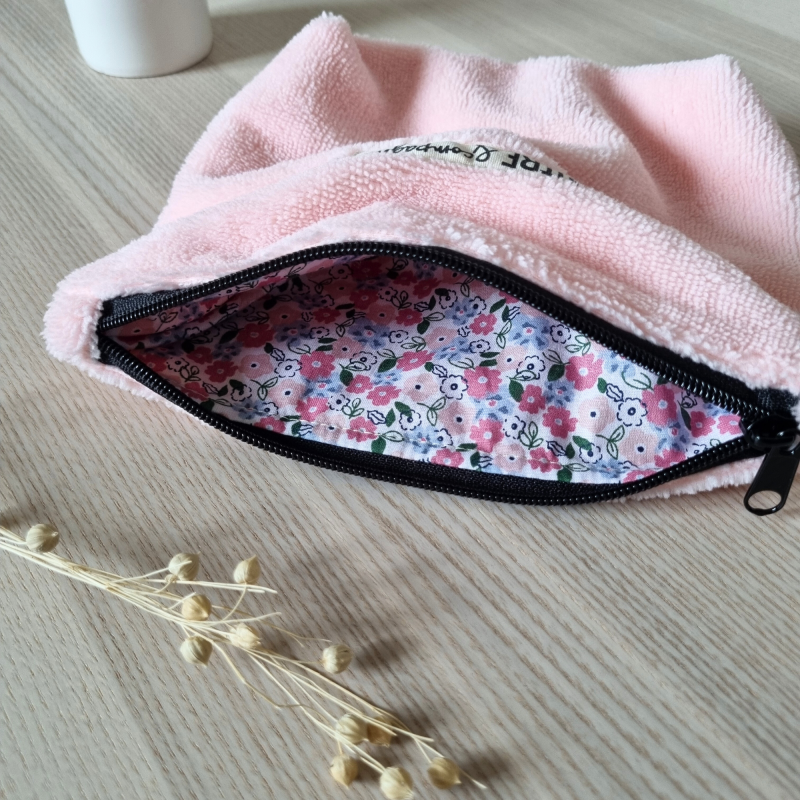 Trousse en éponge de bambou - rose blush