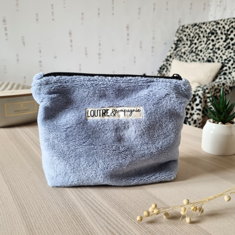 Trousse en éponge de bambou - bleu baltique