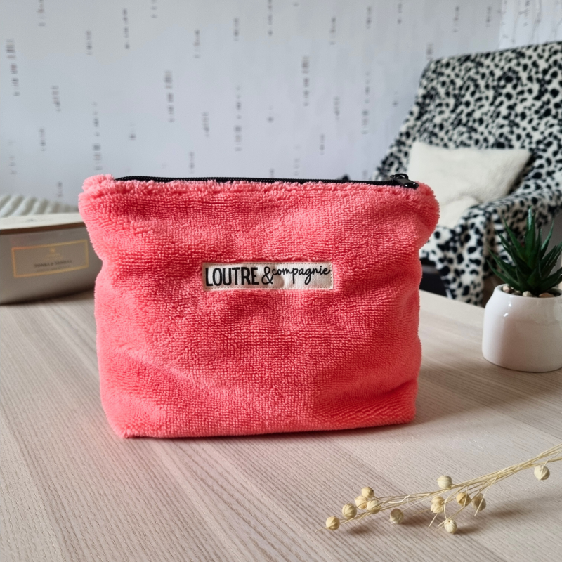 Trousse en éponge de bambou - corail