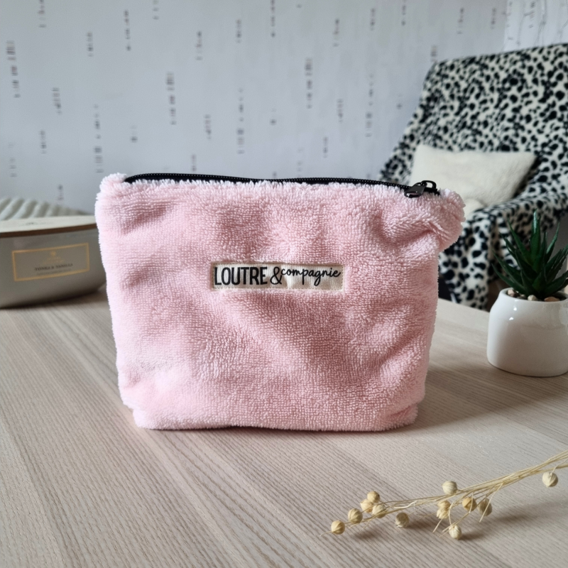 Trousse en éponge de bambou - rose blush