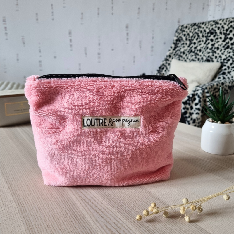 Trousse en éponge de bambou - bubble gum