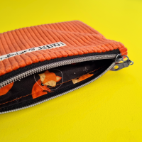 Pochette souple velours côtelé - orange et foxy